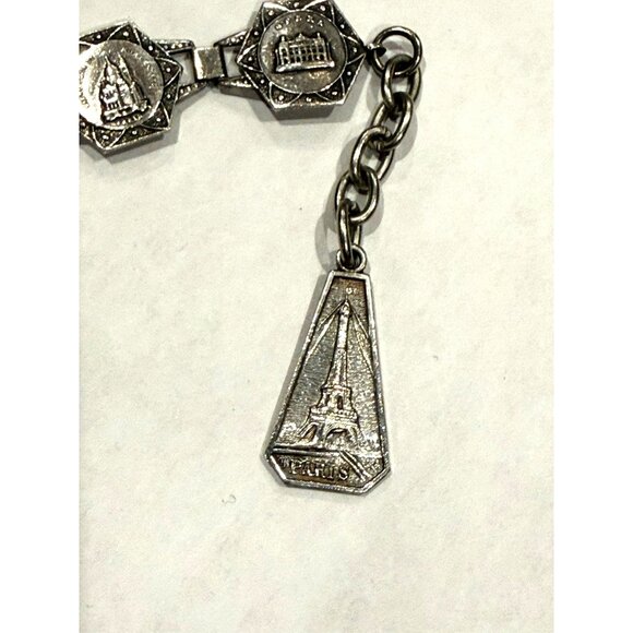 FILIGRANE DEPOSE ART DECOSILVER BRACELET PARIS EIFFEL TOWER FRANCE NOTRE DAME 7" - Picture 8 of 10